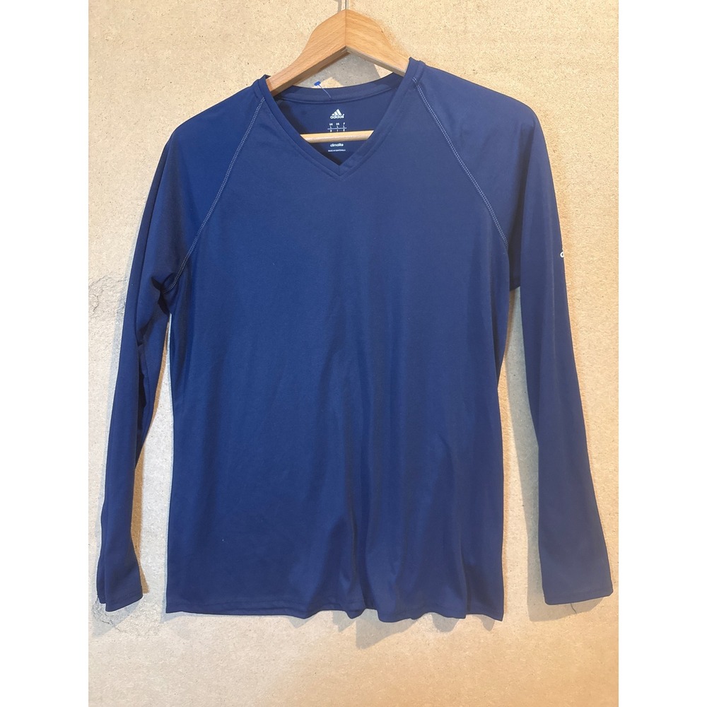 Adidas Climalite Navy Blue V-Neck Long Sleeve Performance Shirt Womens Large